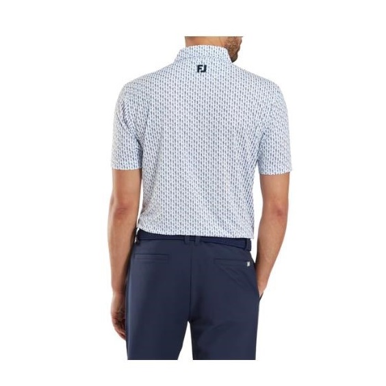 FootJoy Figure Print Lisle pánské polo, bílo/tmavě modré