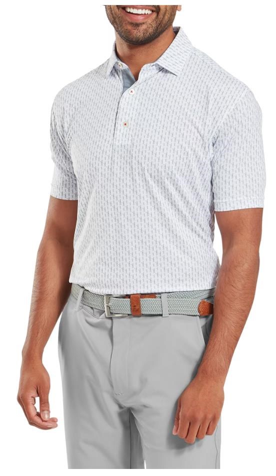 FootJoy Figure Print Lisle pánské polo, white/flint