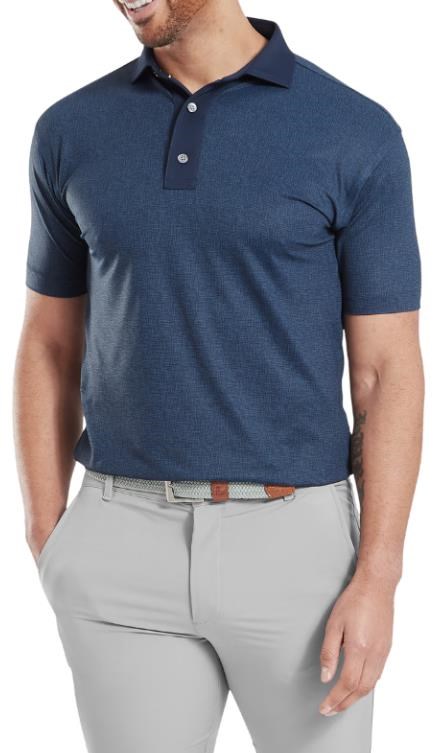 FootJoy Etched Texture Print Lisle pánské polo, tmavě modré