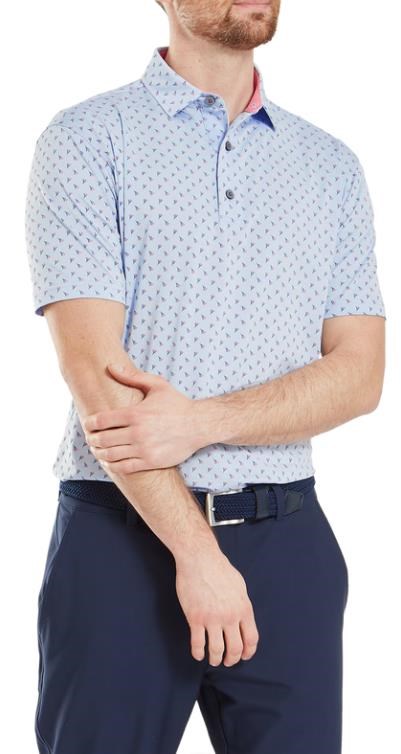 FootJoy Flower Bud Foulard Lisle pánské polo, světle modré