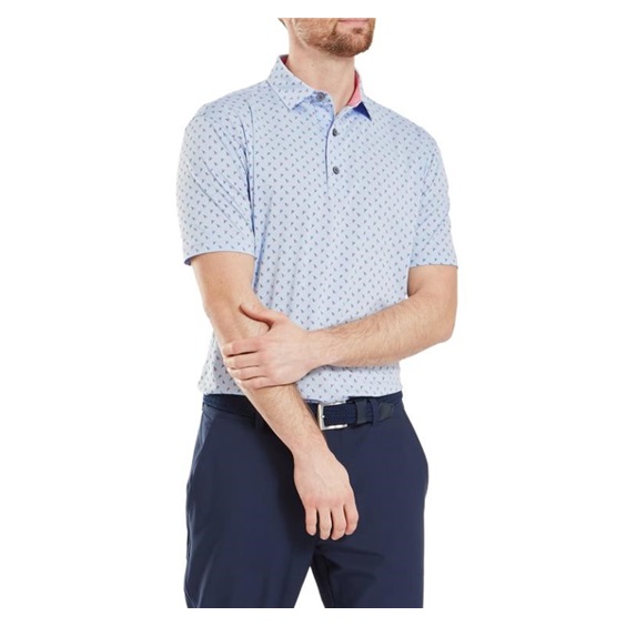 FootJoy Flower Bud Foulard Lisle pánské polo, světle modré