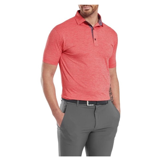 FootJoy Heather Lisle with Trim pánské polo, hibiscus