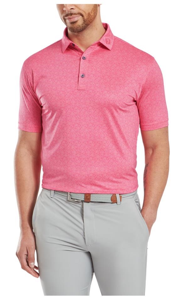 FootJoy Painted Floral Lisle pánské polo, pink lemonade