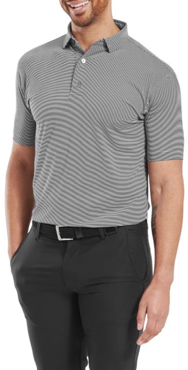 FootJoy Micro Feeder Stripe Lisle pánské polo, černo/bílé