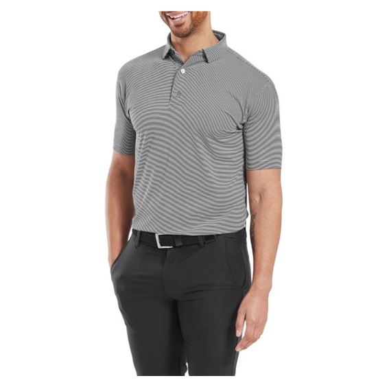 FootJoy Micro Feeder Stripe Lisle pánské polo, černo/bílé
