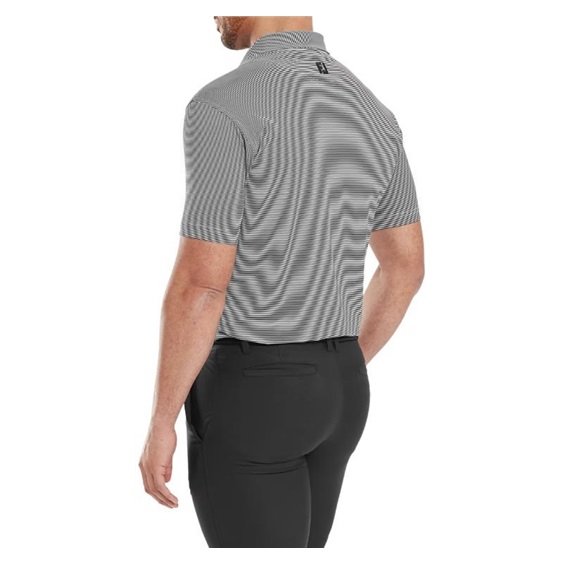FootJoy Micro Feeder Stripe Lisle pánské polo, černo/bílé