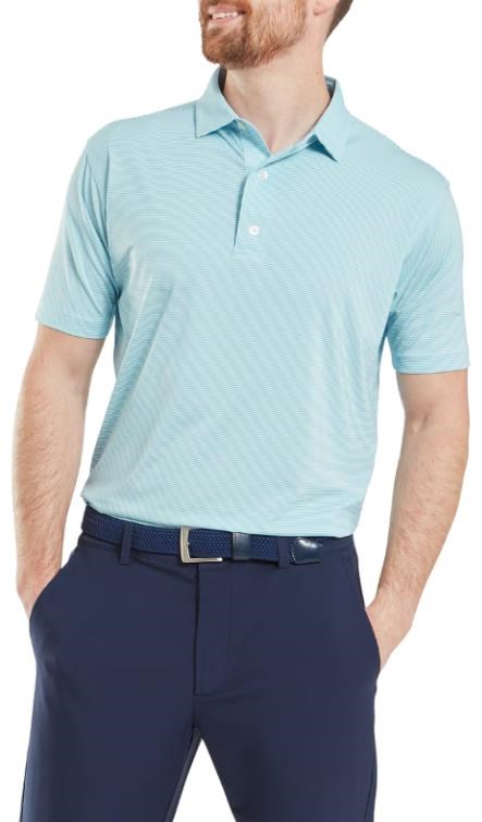 FootJoy Micro Feeder Stripe Lisle pánské polo, modro/bílé