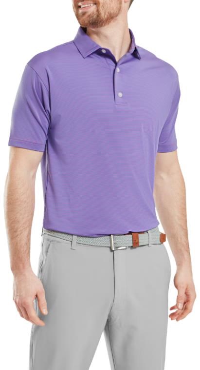 FootJoy Micro Feeder Stripe Lisle pánské polo, marine/pink
