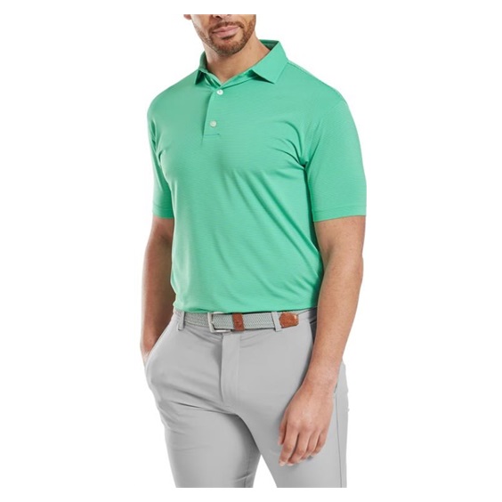 FootJoy Micro Feeder Stripe Lisle pánské polo, lagoon/mint