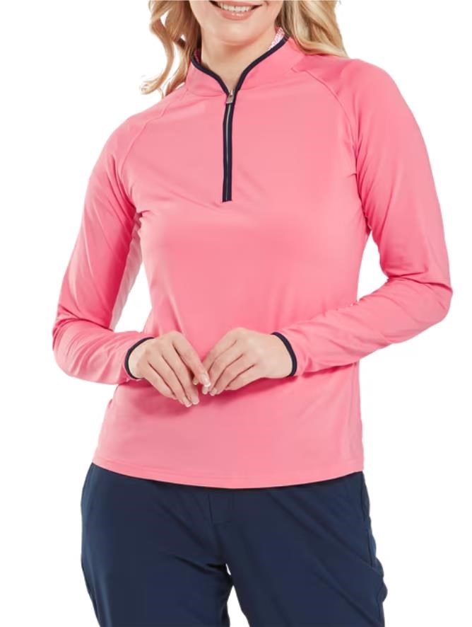FootJoy 1/4 Zip LS Sun Protection dámské tričko, pink lemonade