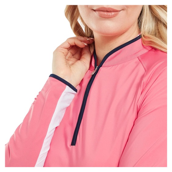 FootJoy 1/4 Zip LS Sun Protection dámské tričko, pink lemonade