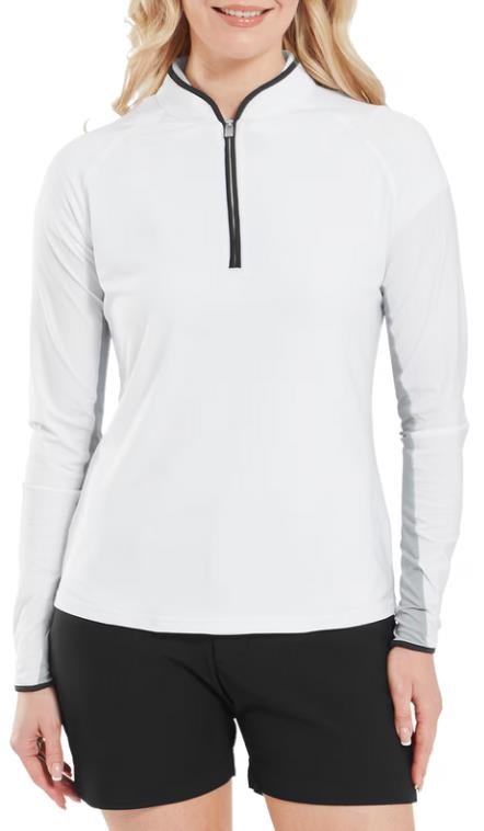 FootJoy 1/4-Zip LS Sun Protection dámské tričko, bílé