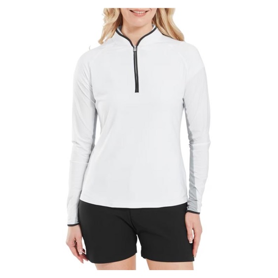 FootJoy 1/4-Zip LS Sun Protection dámské tričko, bílé