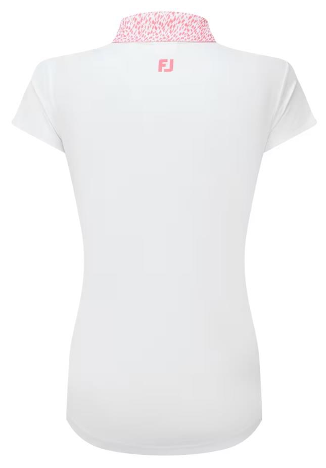 FootJoy Cap Sleeve Print Trim Lisle dámské polo, bílo/růžové