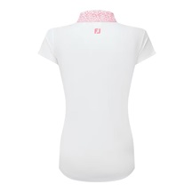 FootJoy Cap Sleeve Print Trim Lisle dámské polo, bílo/růžové
