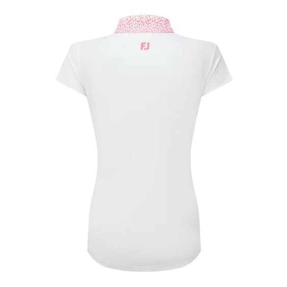 FootJoy Cap Sleeve Print Trim Lisle dámské polo, bílo/růžové