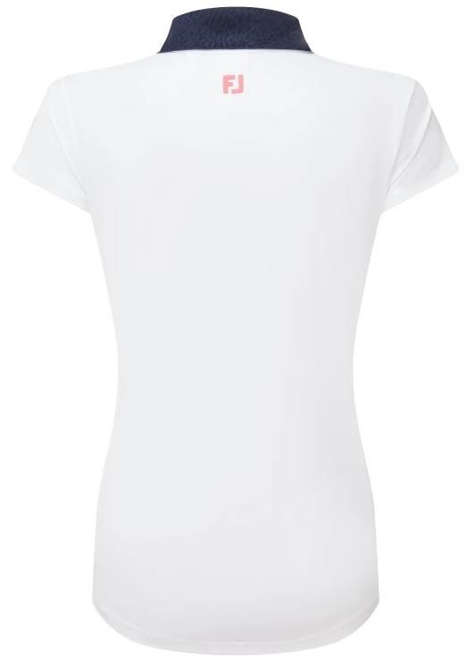 FootJoy Cap Sleeve Print Trim Lisle dámské polo, bílo/tmavě modré