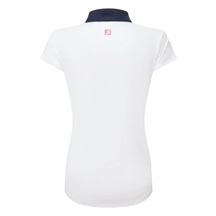 FootJoy Cap Sleeve Print Trim Lisle dámské polo, bílo/tmavě modré
