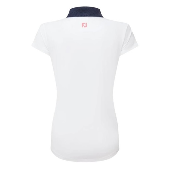 FootJoy Cap Sleeve Print Trim Lisle dámské polo, bílo/tmavě modré