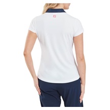 FootJoy Cap Sleeve Print Trim Lisle dámské polo, bílo/tmavě modré