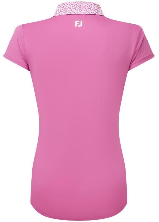 FootJoy Cap Sleeve Print Trim Lisle dámské polo, růžové