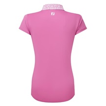 FootJoy Cap Sleeve Print Trim Lisle dámské polo, růžové