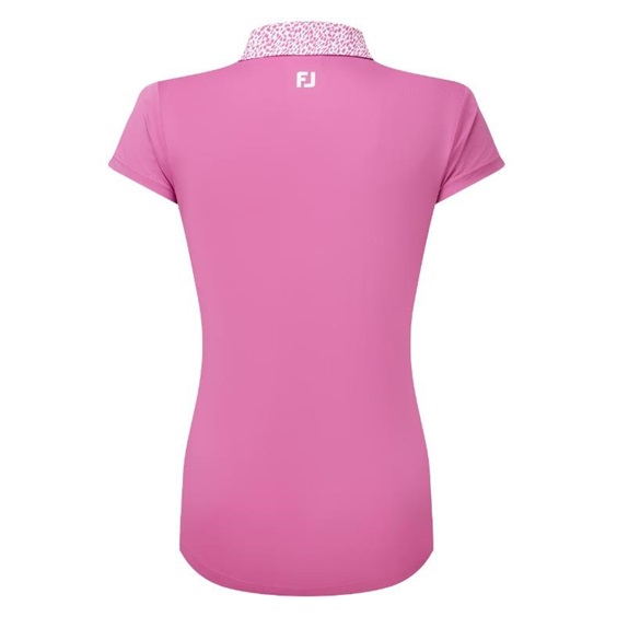 FootJoy Cap Sleeve Print Trim Lisle dámské polo, růžové