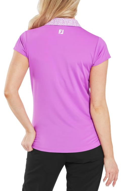 FootJoy Cap Sleeve Print Trim Lisle dámské polo, růžové