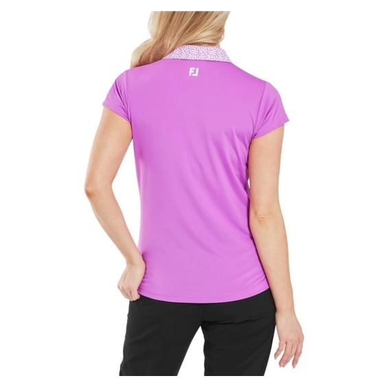 FootJoy Cap Sleeve Print Trim Lisle dámské polo, růžové