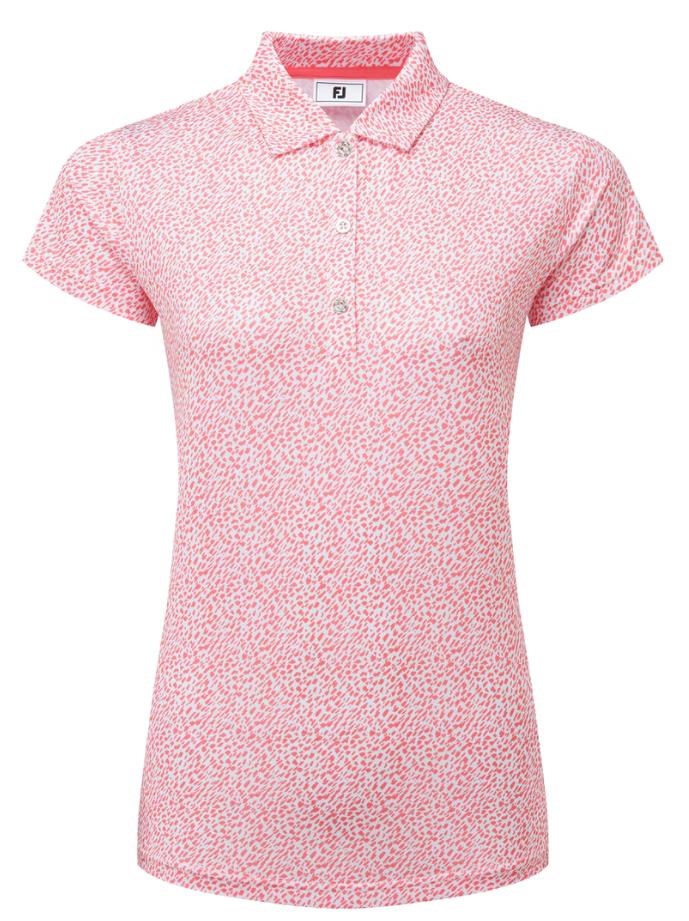FootJoy Animal Print Cap Sleeve Lisle dámské polo, růžové