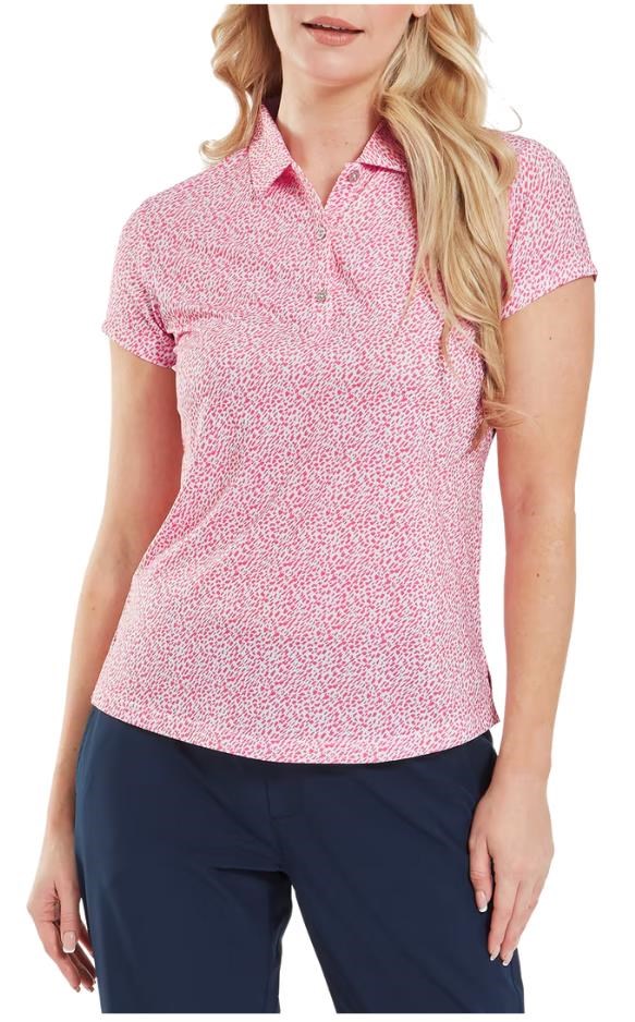FootJoy Animal Print Cap Sleeve Lisle dámské polo, růžové