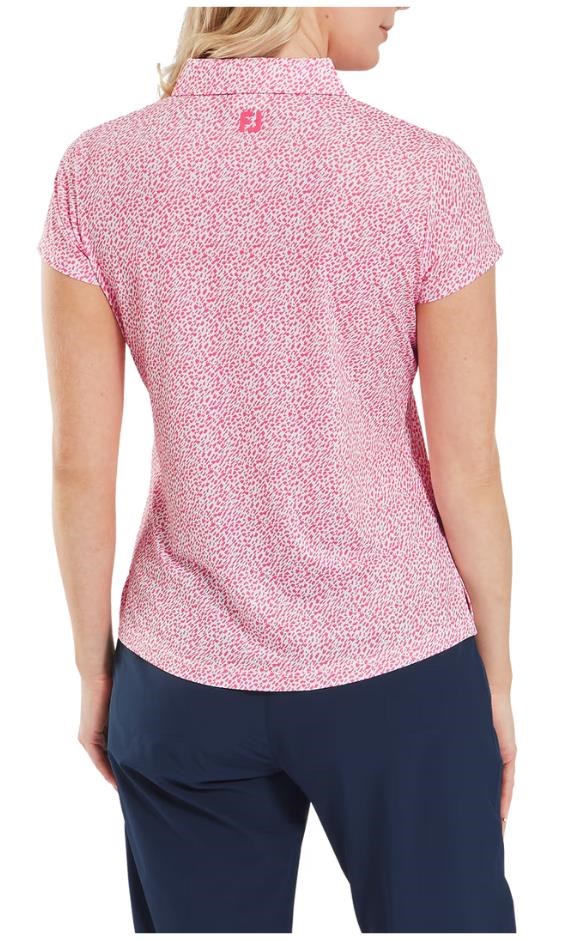 FootJoy Animal Print Cap Sleeve Lisle dámské polo, růžové