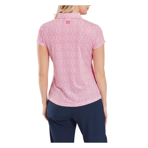 FootJoy Animal Print Cap Sleeve Lisle dámské polo, růžové