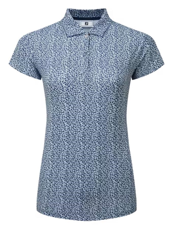 FootJoy Animal Print Cap Sleeve Lisle dámské polo, skyway/white/navy