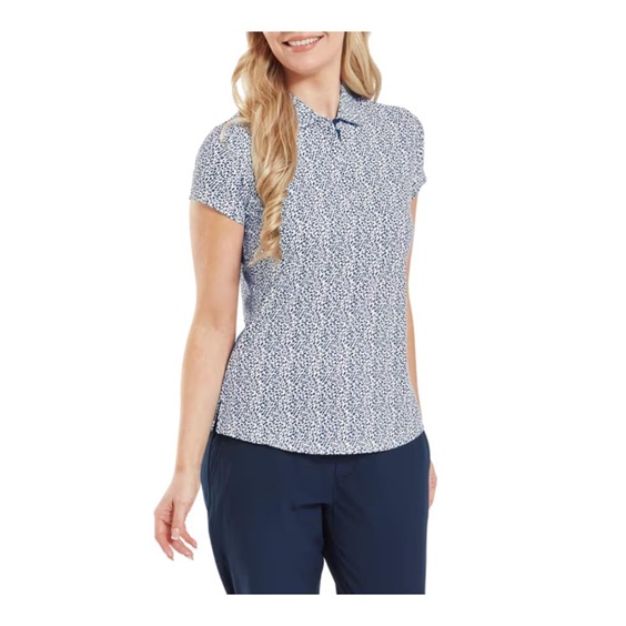 FootJoy Animal Print Cap Sleeve Lisle dámské polo, skyway/white/navy