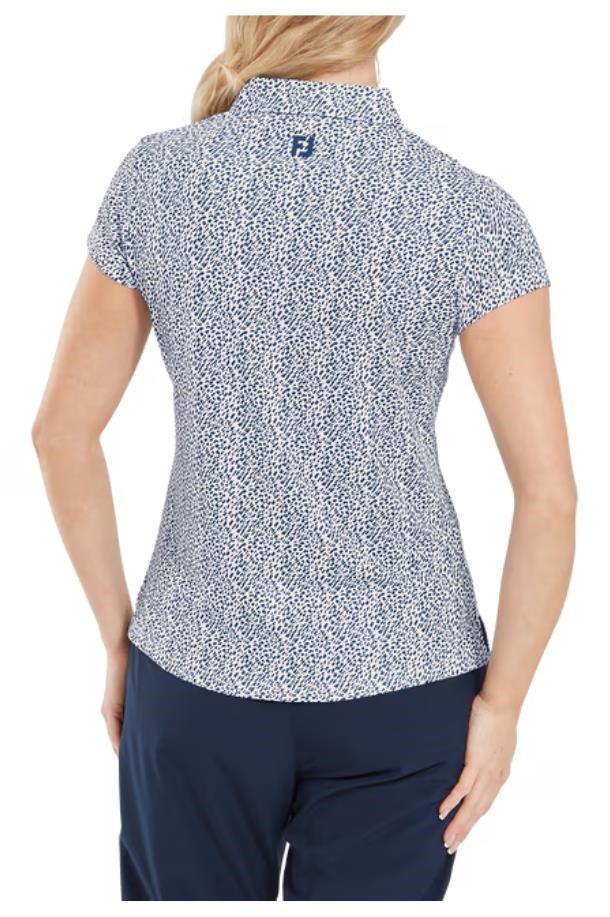 FootJoy Animal Print Cap Sleeve Lisle dámské polo, skyway/white/navy