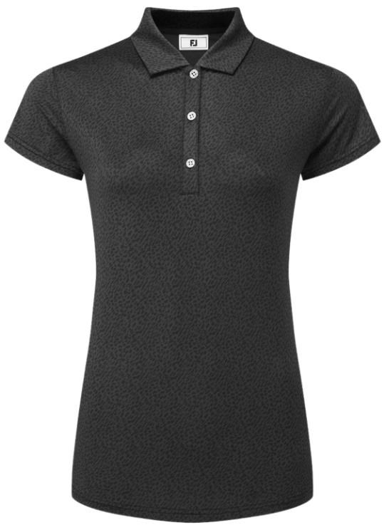 FootJoy Animal Print Cap Sleeve Lisle dámské polo, černé