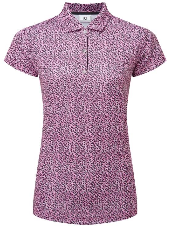 FootJoy Animal Print Cap Sleeve Lisle dámské polo, růžovo/černo/bílé