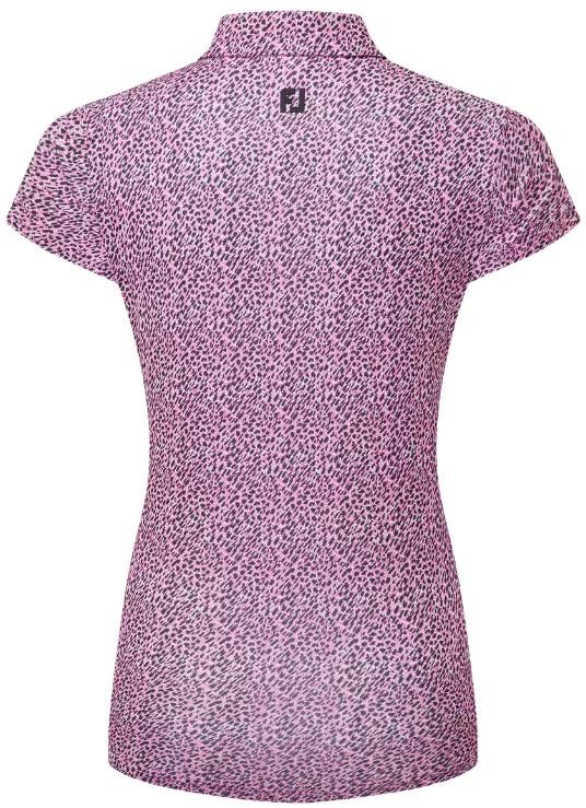 FootJoy Animal Print Cap Sleeve Lisle dámské polo, růžovo/černo/bílé
