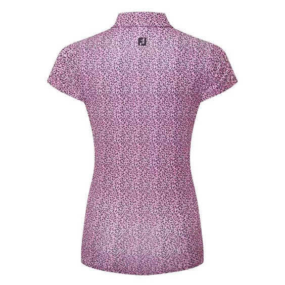 FootJoy Animal Print Cap Sleeve Lisle dámské polo, růžovo/černo/bílé