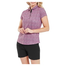 FootJoy Animal Print Cap Sleeve Lisle dámské polo, růžovo/černo/bílé