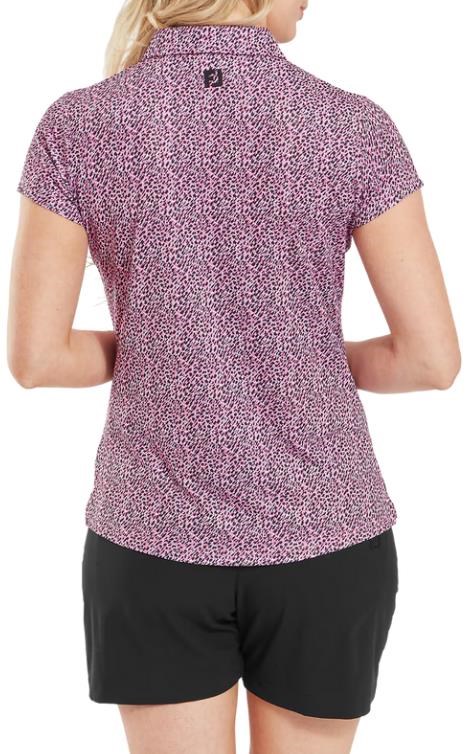 FootJoy Animal Print Cap Sleeve Lisle dámské polo, růžovo/černo/bílé