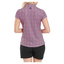 FootJoy Animal Print Cap Sleeve Lisle dámské polo, růžovo/černo/bílé