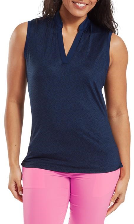 FootJoy Animal Print Sleeveless Lisle dámské polo, tmavě modré