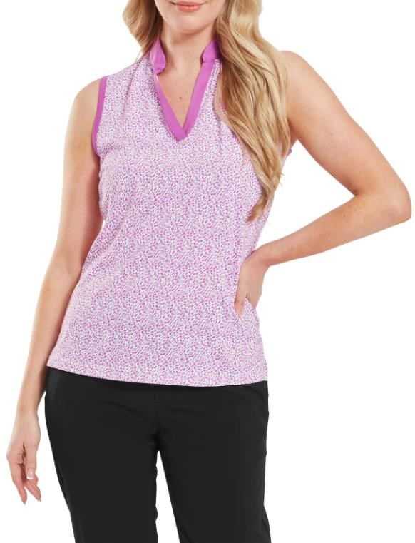 FootJoy Animal Print Sleeveless Lisle dámské polo, růžové