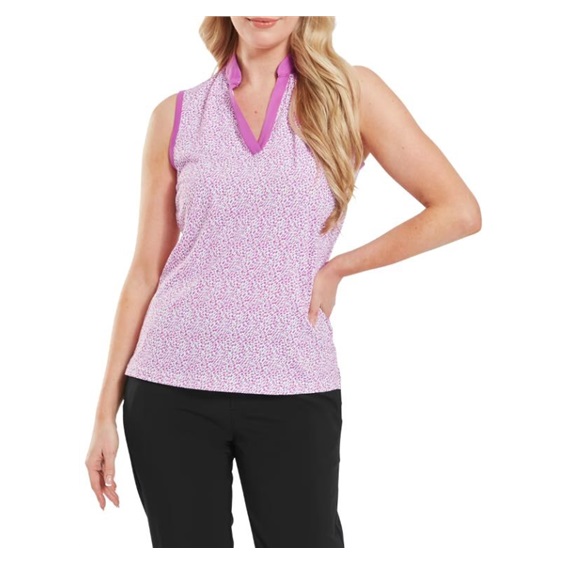 FootJoy Animal Print Sleeveless Lisle dámské polo, růžové
