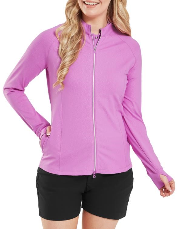FootJoy Embossed Full-Zip Midlayer dámská mikina, růžové