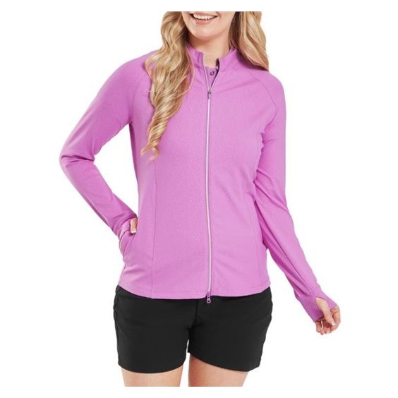 FootJoy Embossed Full-Zip Midlayer dámská mikina, růžové