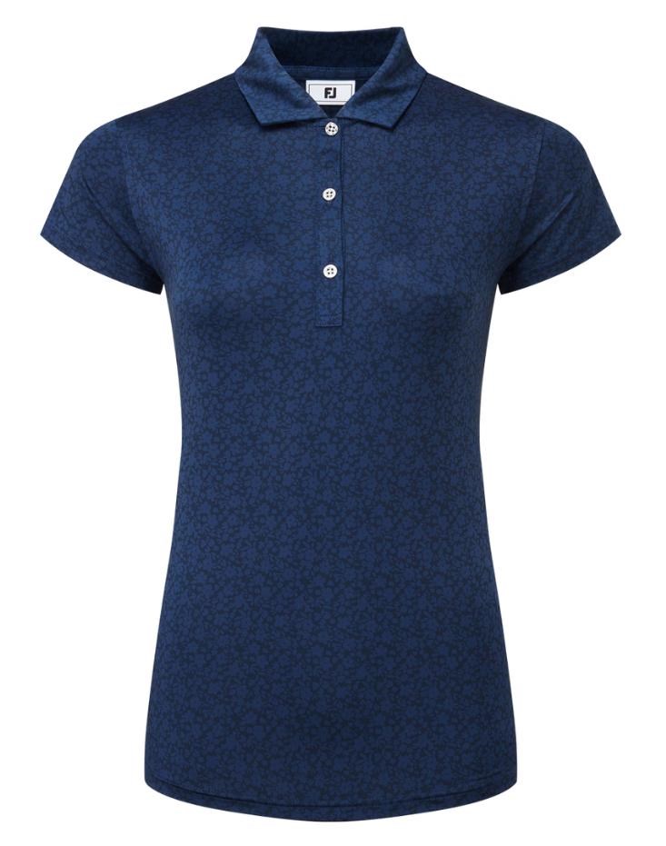 FootJoy Painted Floral Cap Sleeve Lisle dámské polo, tmavě modré