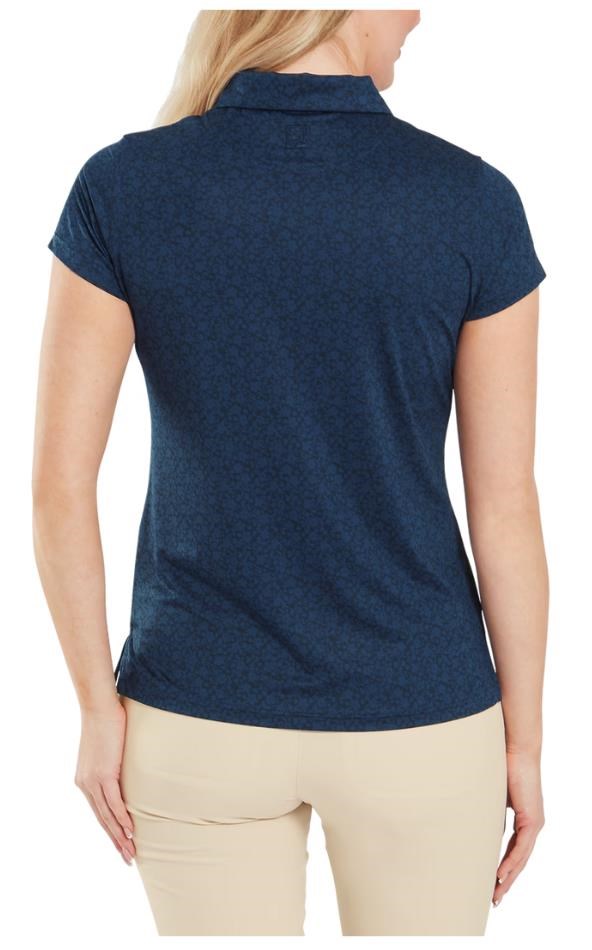 FootJoy Painted Floral Cap Sleeve Lisle dámské polo, tmavě modré